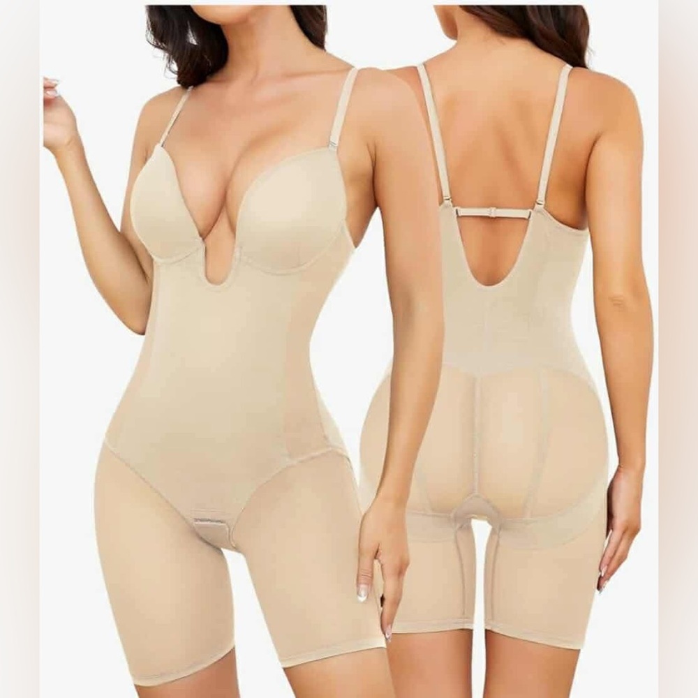 Body Shaper Tummy Control U Plunge Backless Full Body Shapewear Bodysuit